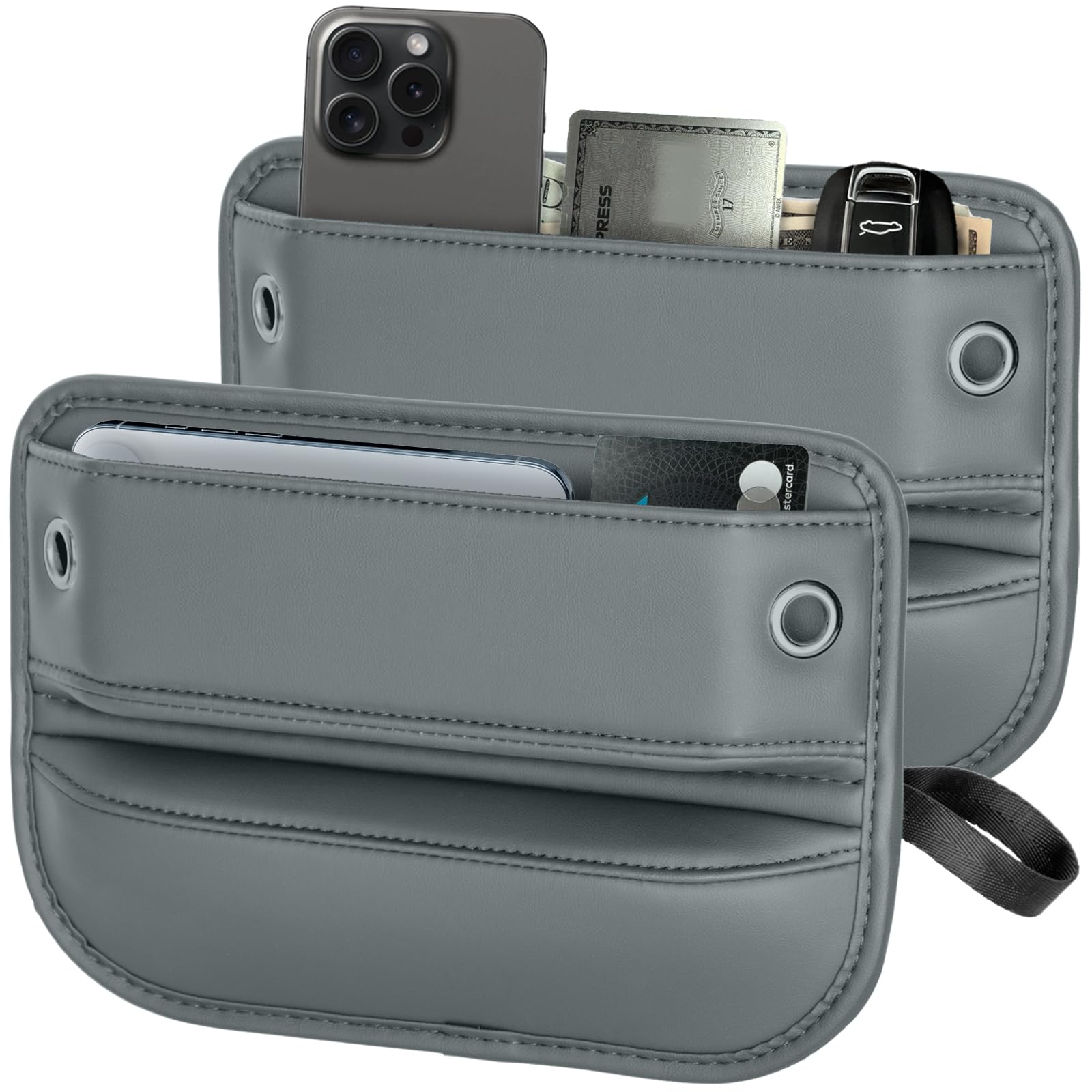 2 Pack Leather Car Seat Gap Filler (Organizer, Universal)