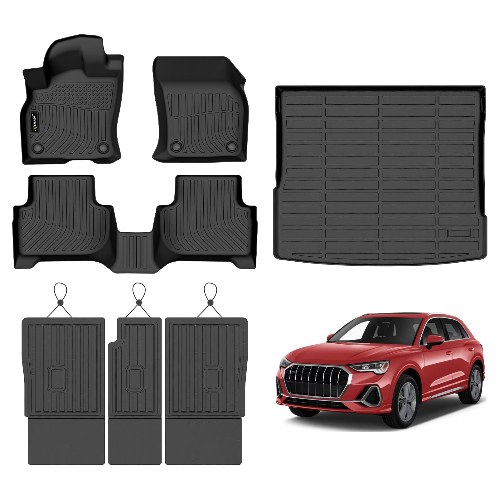 All-Weather Car Floor Mats Full Set (TPE, Cargo & Rear Back Mat)