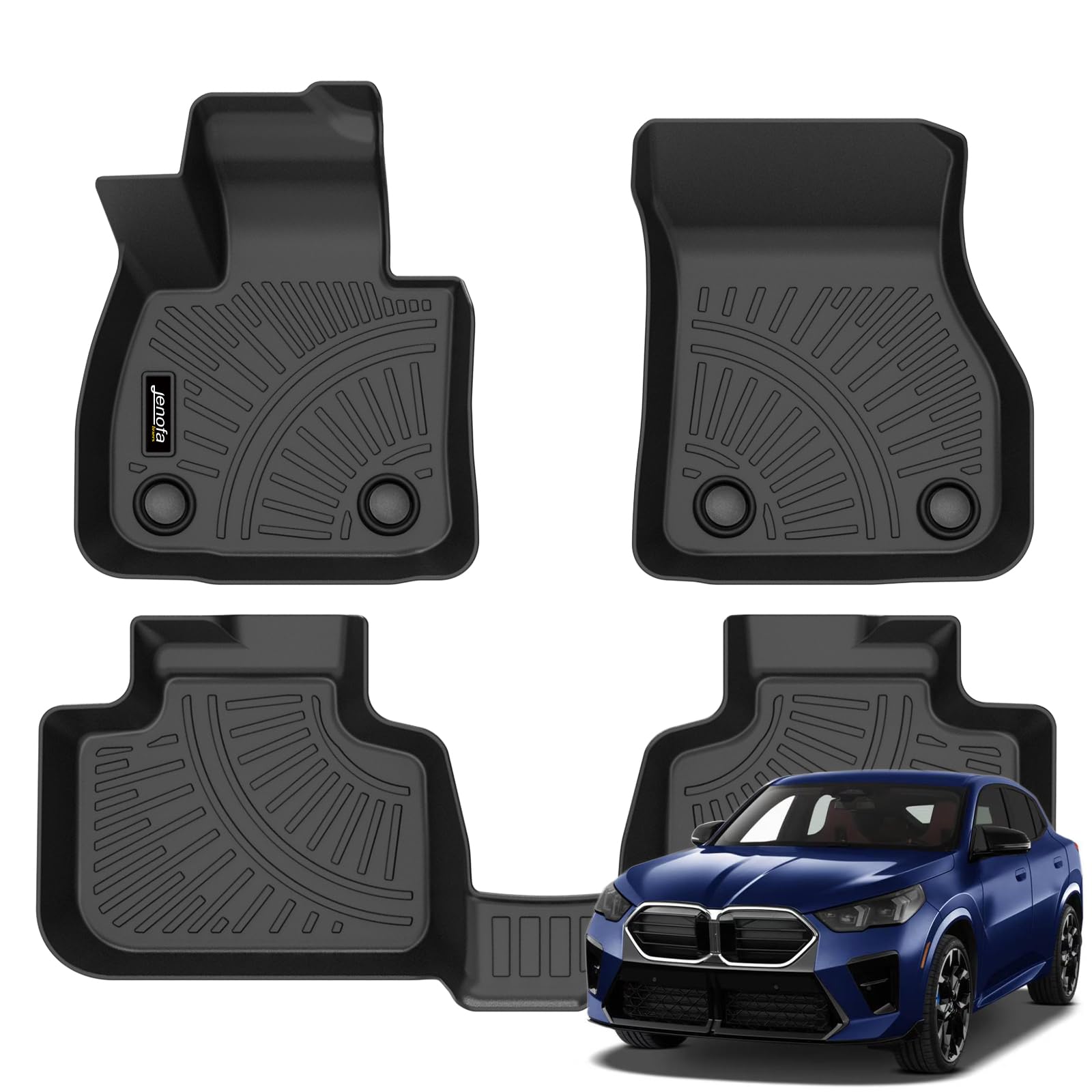 All-Weather Car Floor Mats Full Set (TPE, Cargo & Rear Back Mat)
