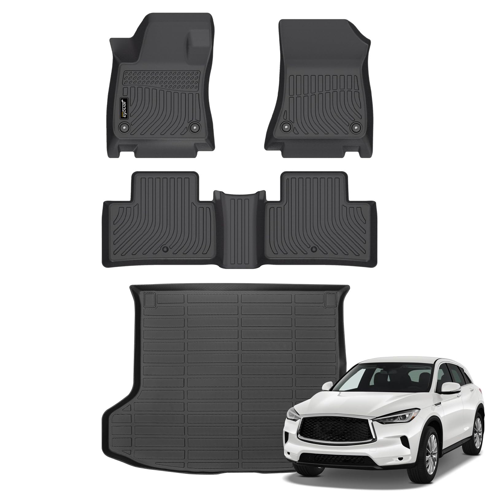 All-Weather Car Floor Mats Full Set (TPE, Cargo & Rear Back Mat)
