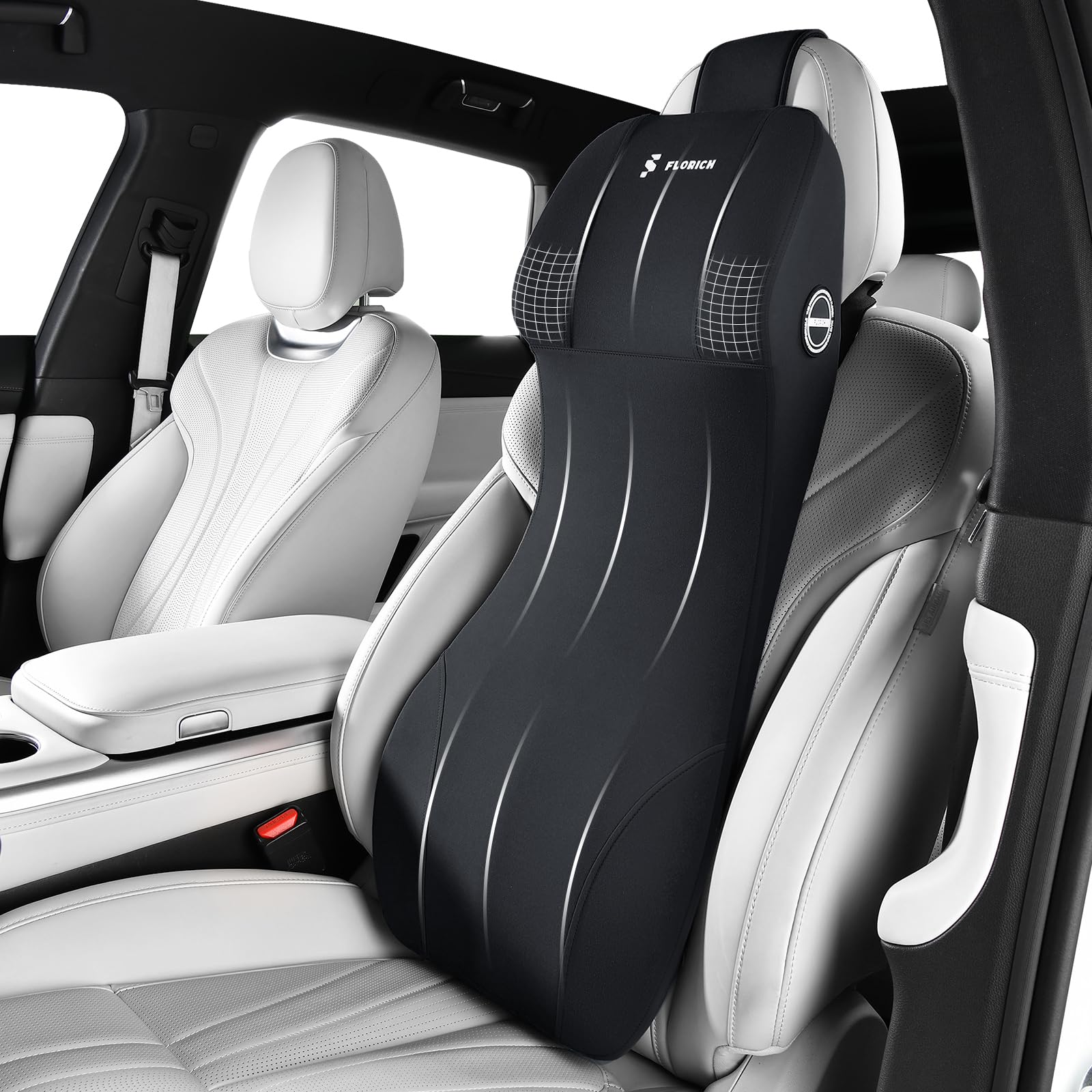 2-in-1 Memory Foam Headrest & Lumbar Support Cushion (Ergonomic, Back & Neck Relief)