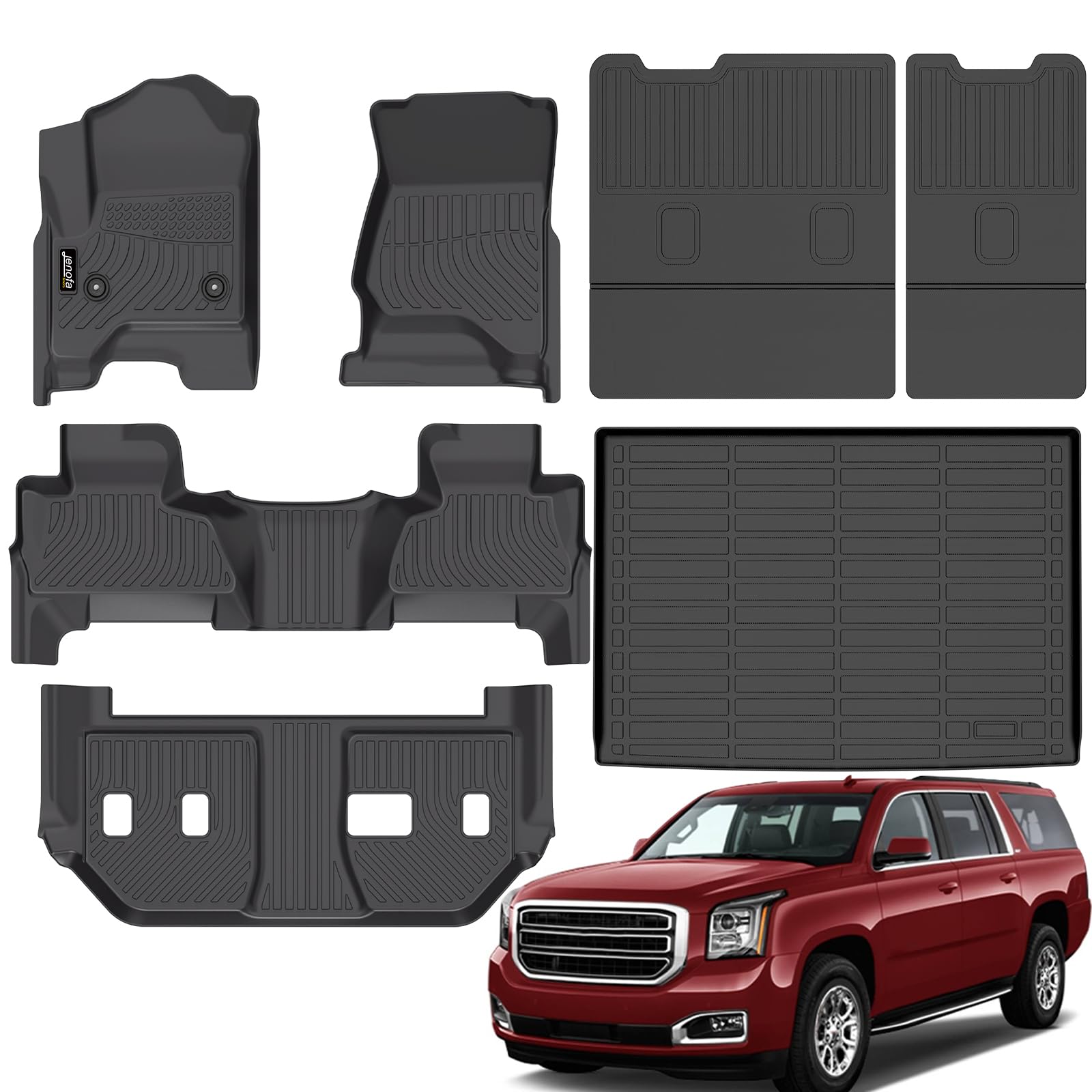 All-Weather Car Floor Mats Full Set (TPE, Cargo & Rear Back Mat)