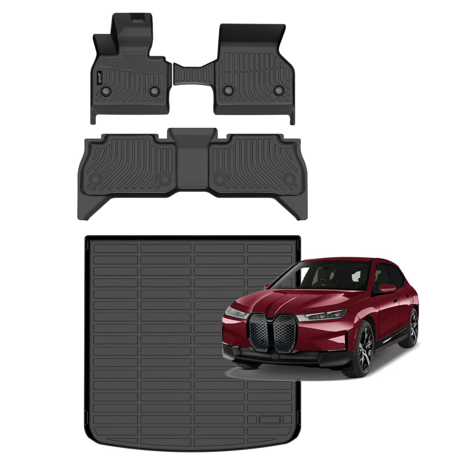 All-Weather Car Floor Mats Full Set (TPE, Cargo & Rear Back Mat)