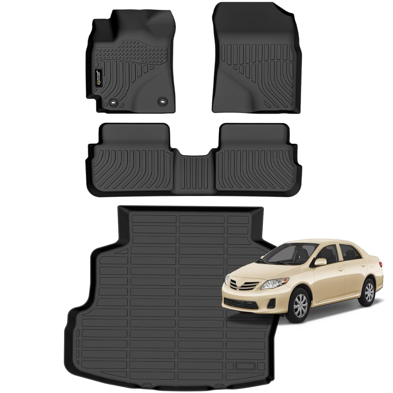 All-Weather Car Floor Mats Full Set (TPE, Cargo & Rear Back Mat)