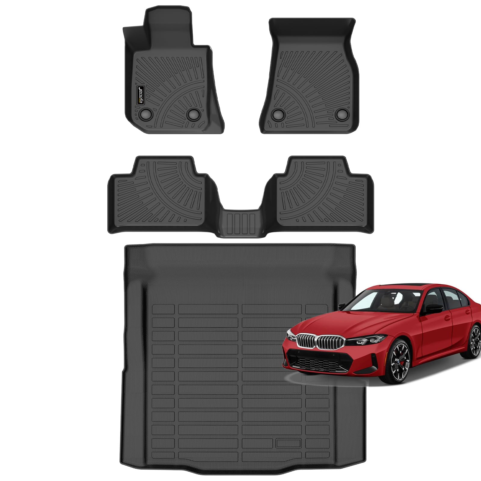 All-Weather Car Floor Mats Full Set (TPE, Cargo & Rear Back Mat)