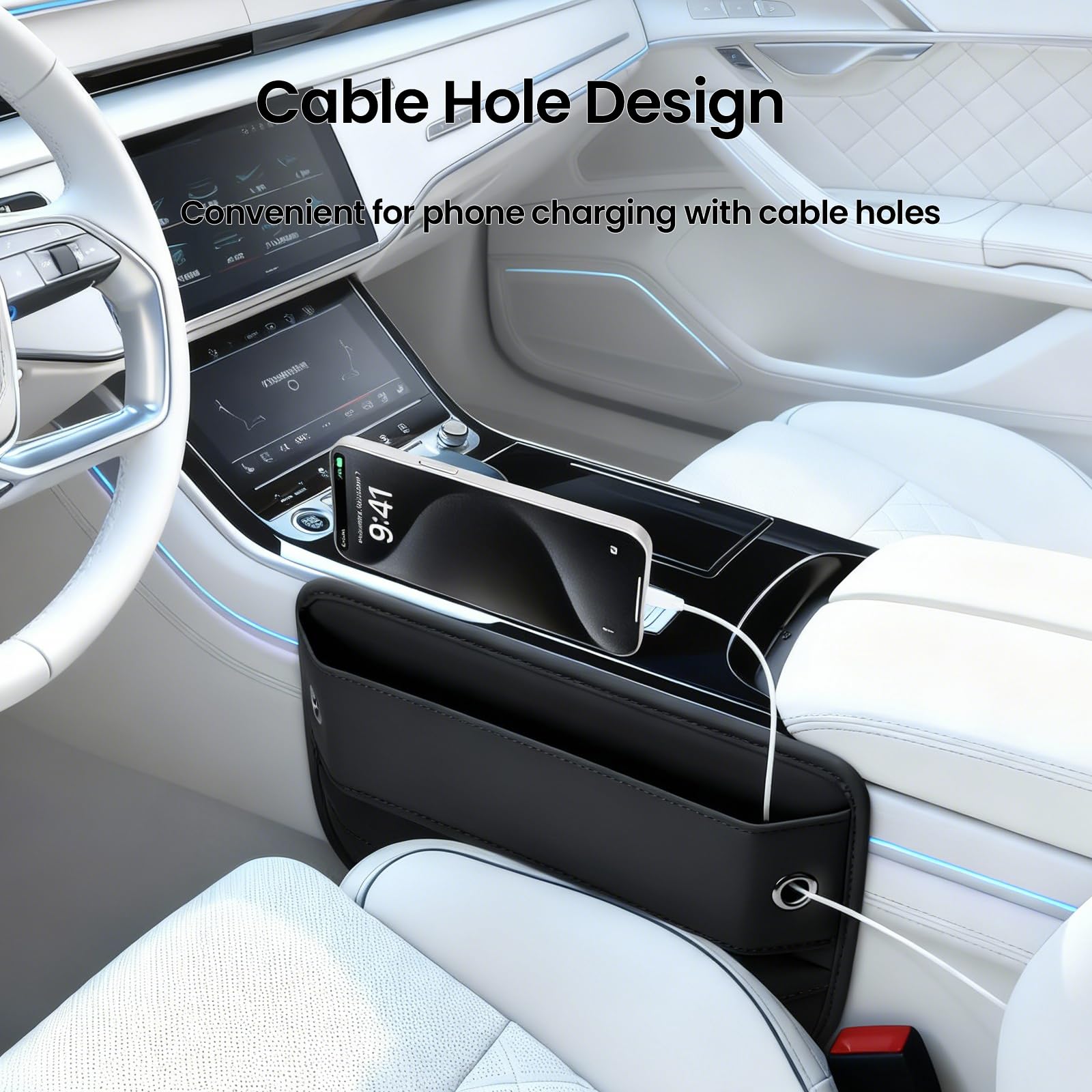 2 Pack Leather Seat Gap Organizer (Phone, Keys Storage)