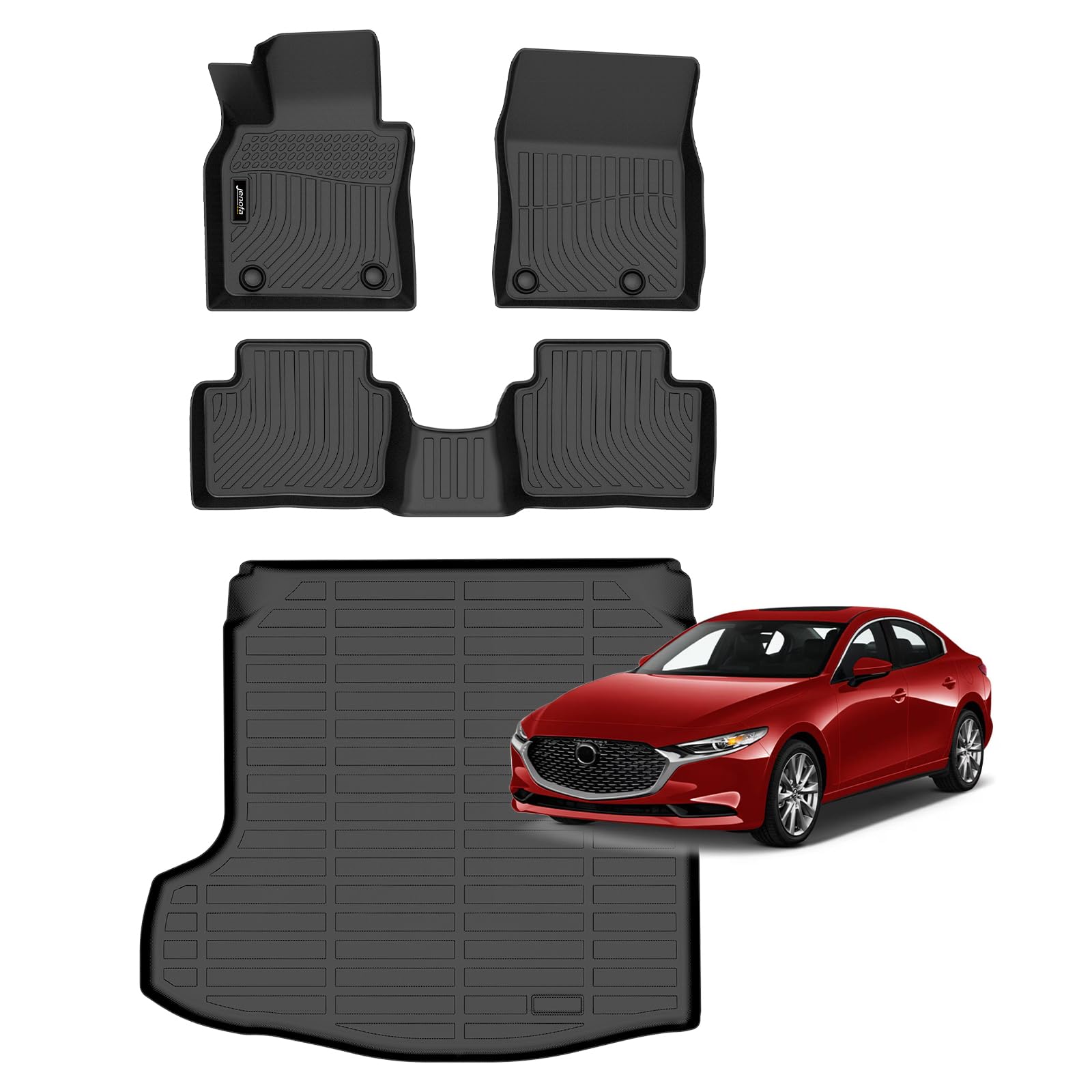 All-Weather Car Floor Mats Full Set (TPE, Cargo & Rear Back Mat)