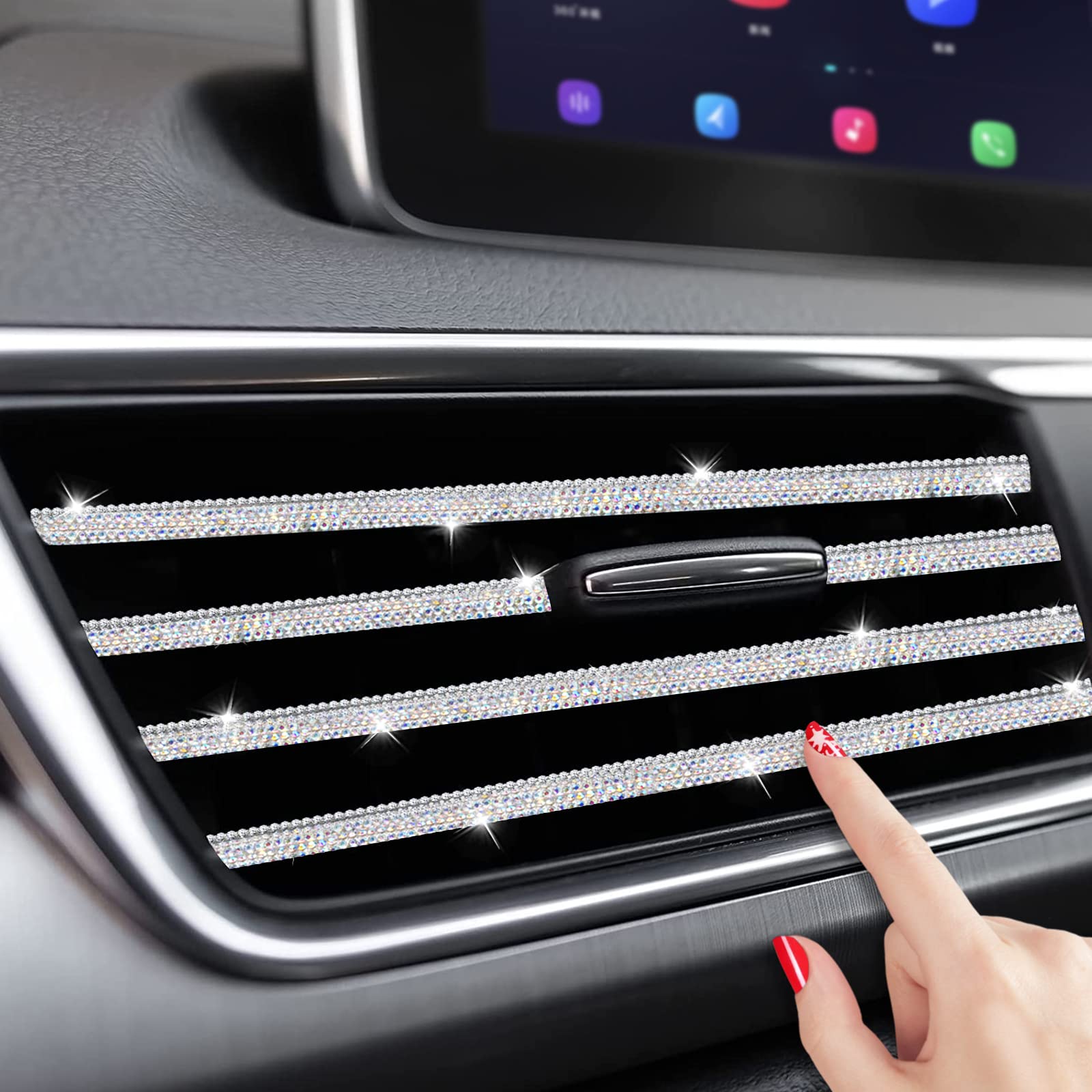 Bling Car Vent Trim Strips (10PCS, AC Outlet Decor)