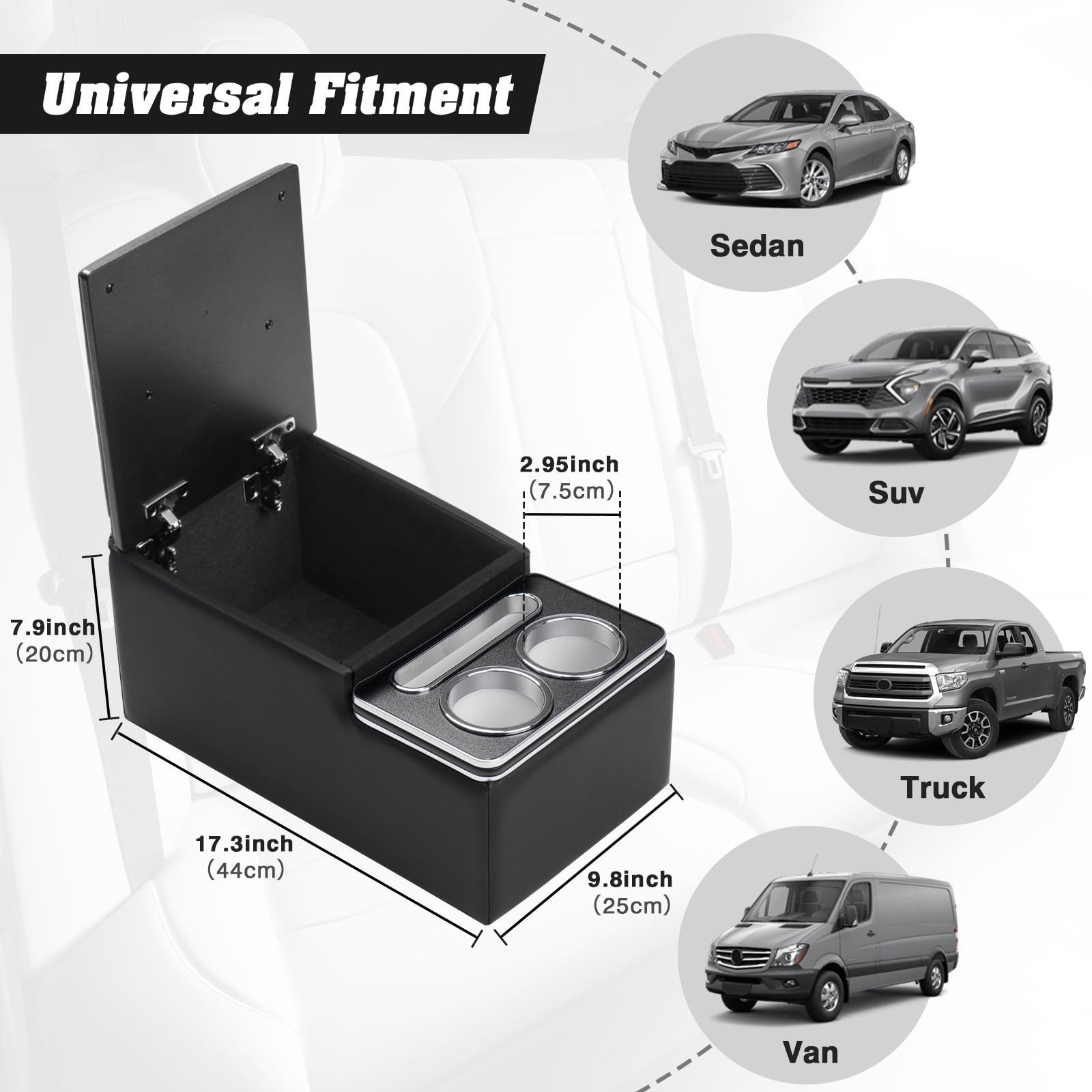 Bench Seat Center Console Organizer (Large Cup & Phone Holder)