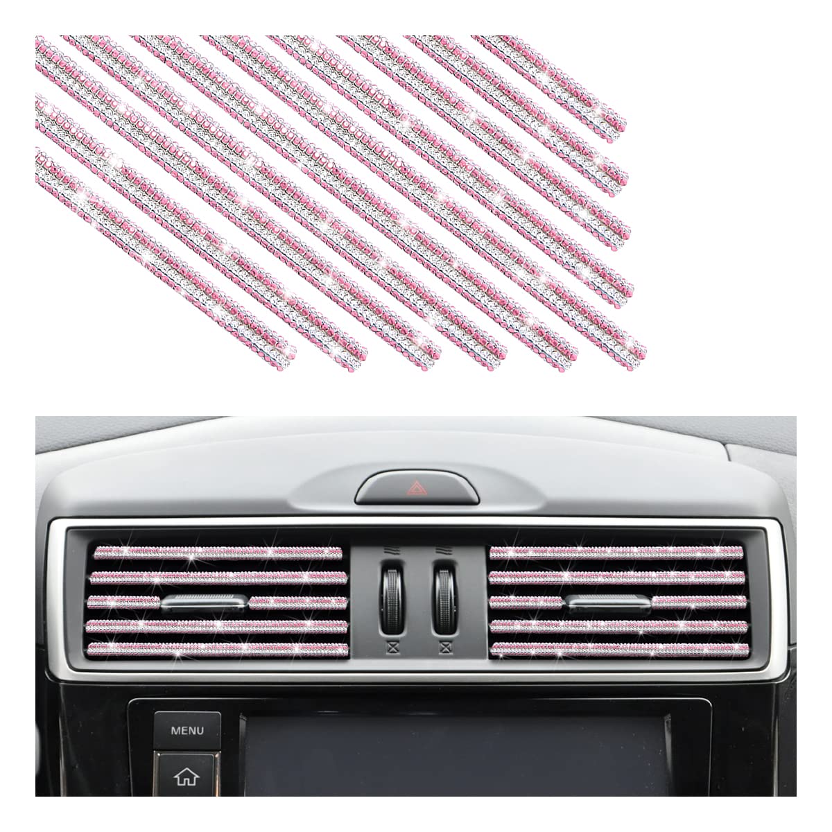 10PCS Bling Car Air Vent Trim (Rhinestone, Bendable, Universal)