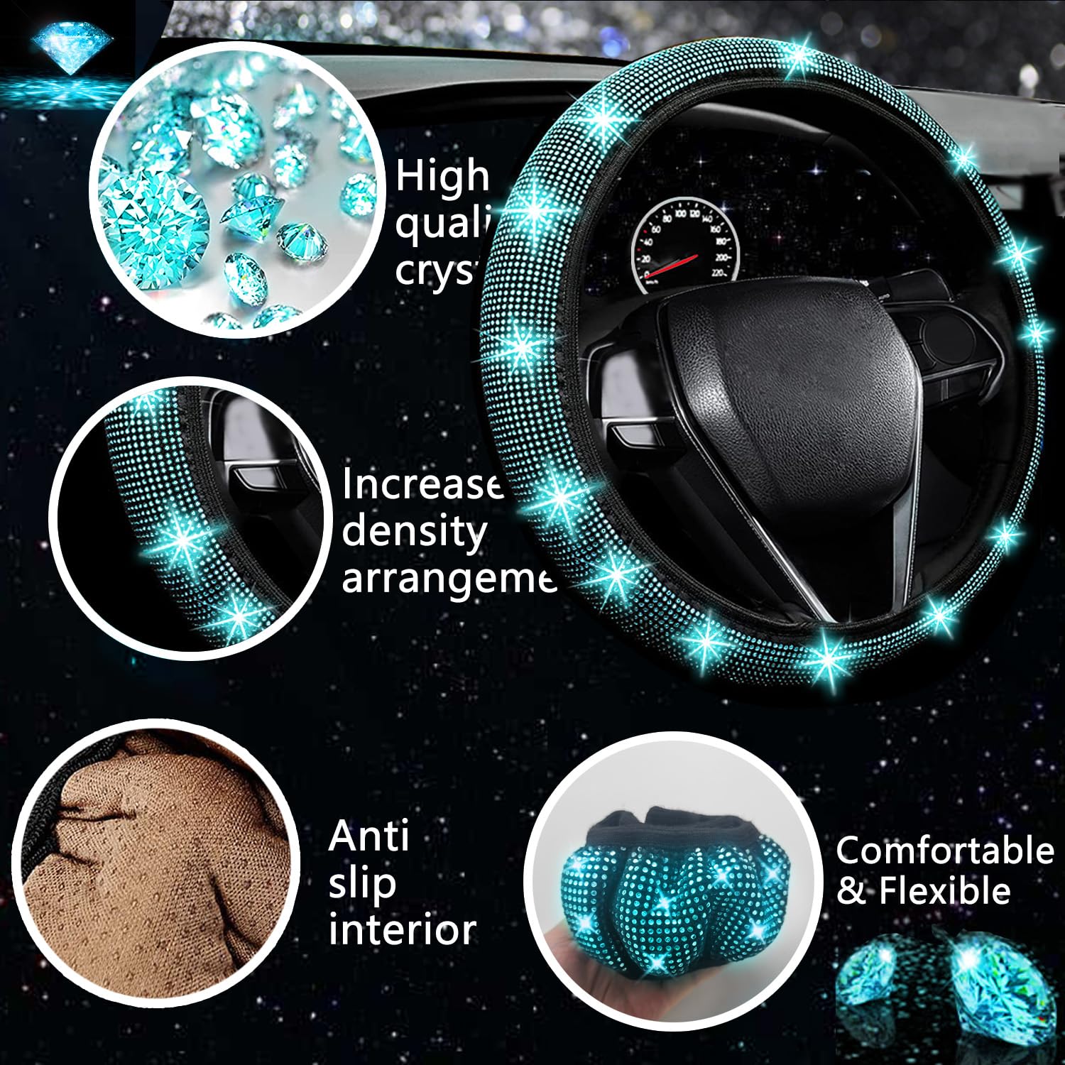 27-Piece Car Accessories Set (Steering Cover, Holder, Coasters)