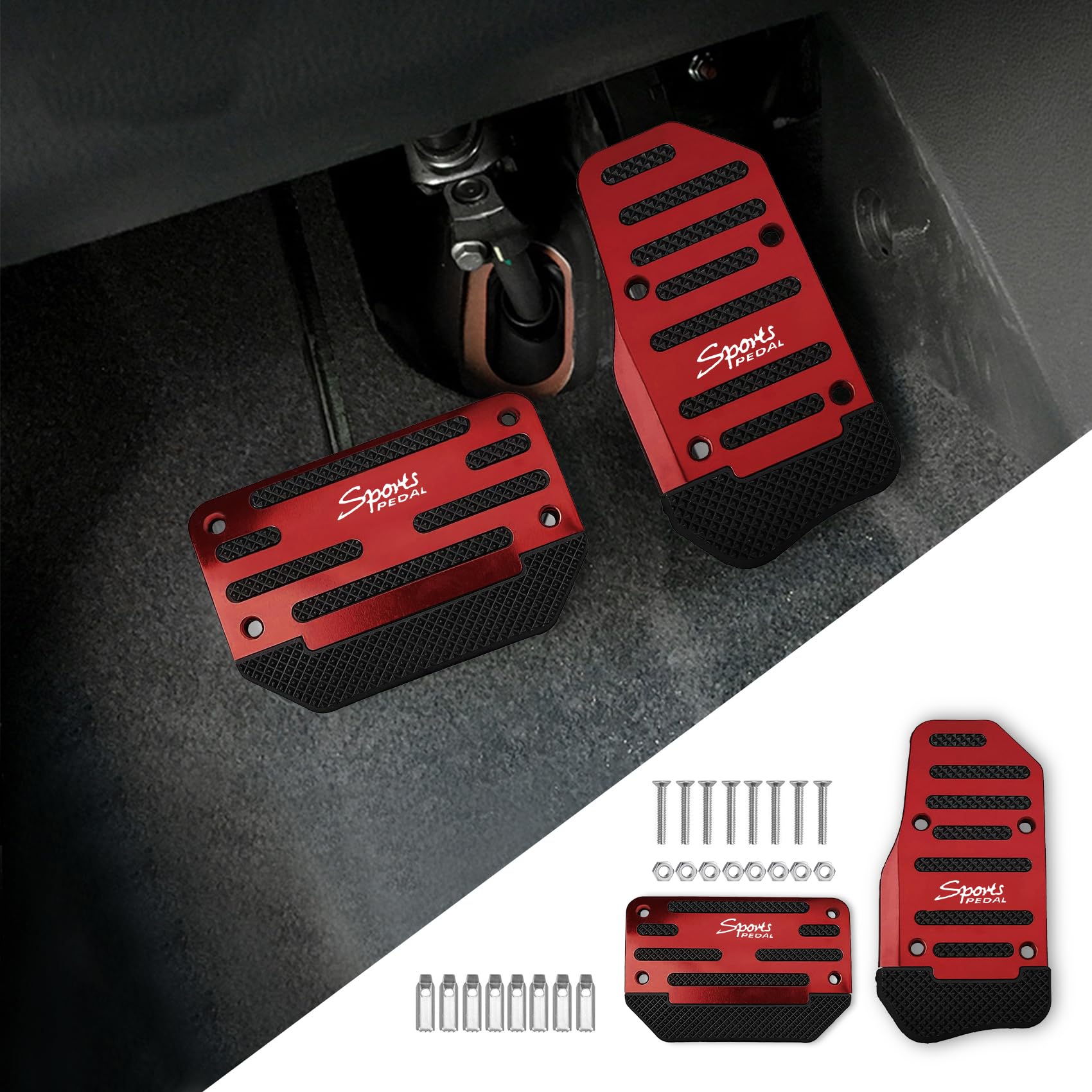 2PCS Aluminum Pedal Covers (Non-Slip, Universal)