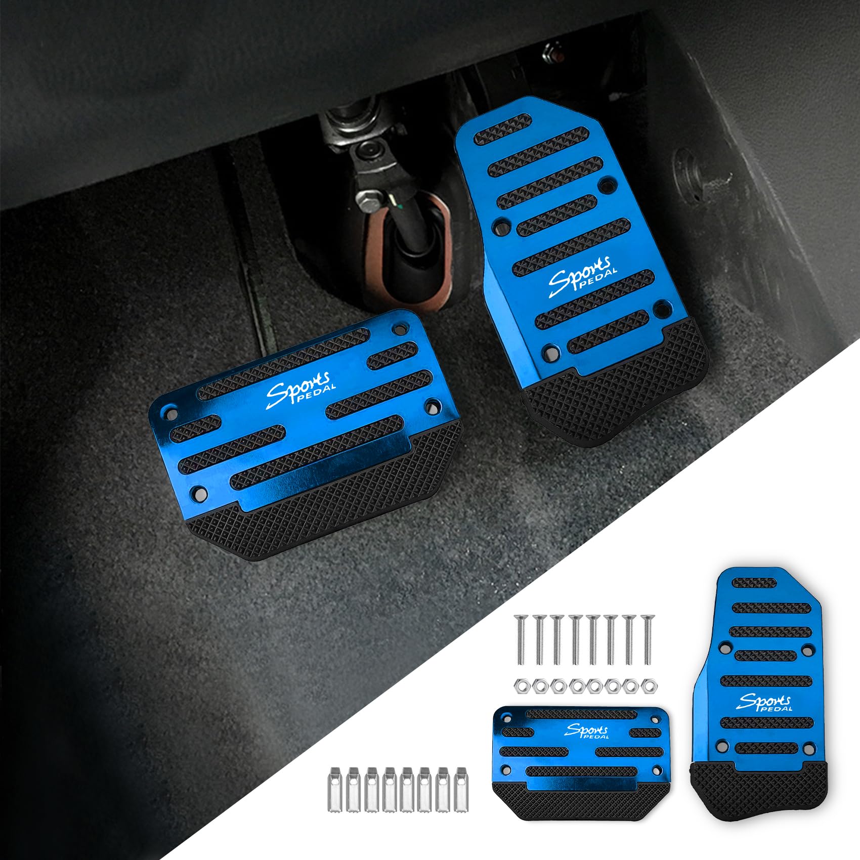 2PCS Aluminum Pedal Covers (Non-Slip, Universal)