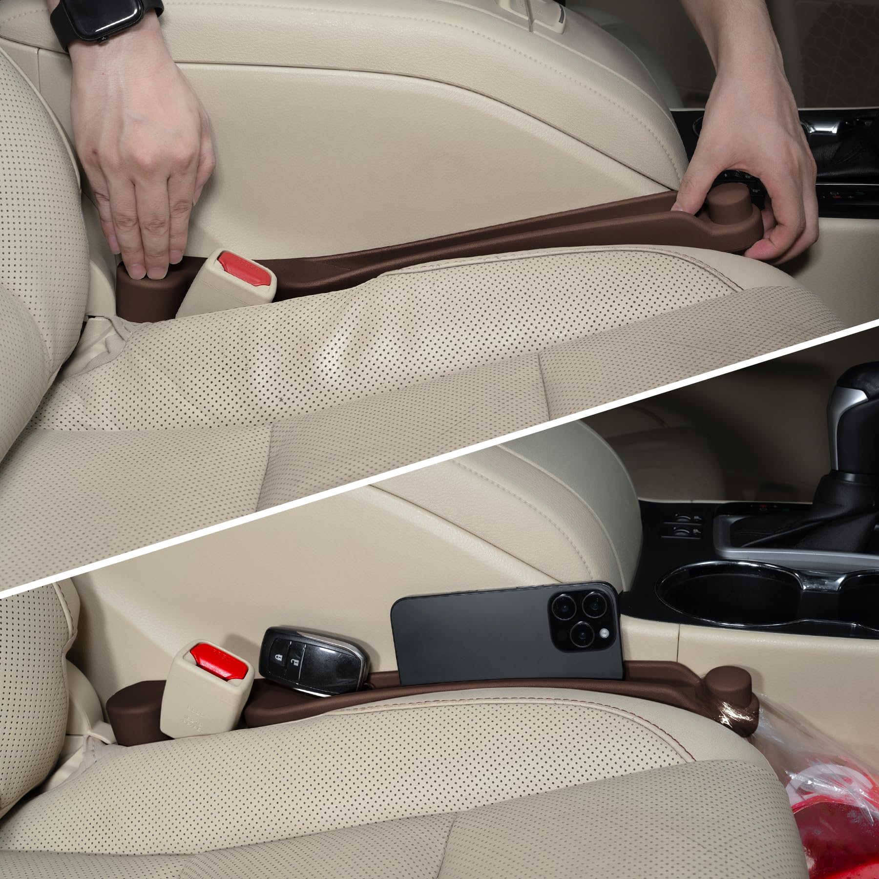 2 Pack Car Seat Gap Filler (3-in-1, Organizer & Hook)