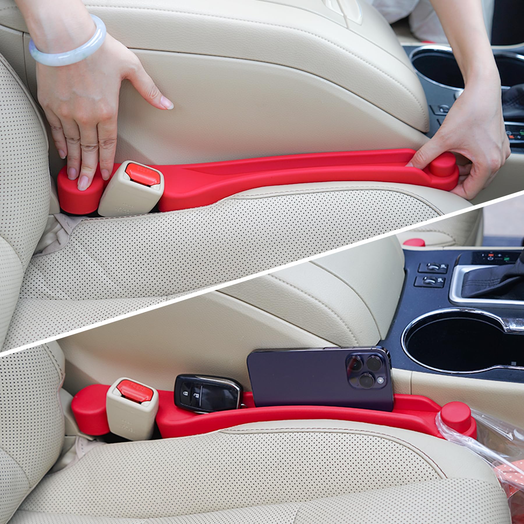 2 Pack Car Seat Gap Filler (3-in-1, Organizer & Hook)