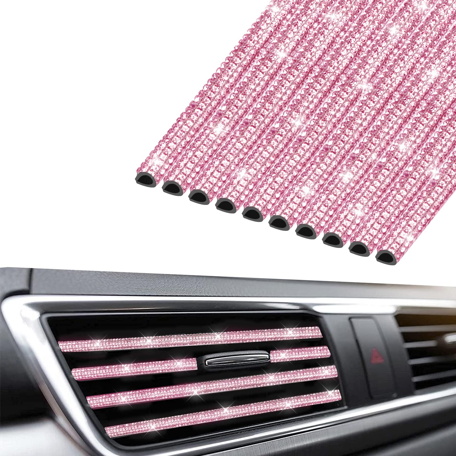 Bling Car Vent Trim Strips (10PCS, AC Outlet Decor)
