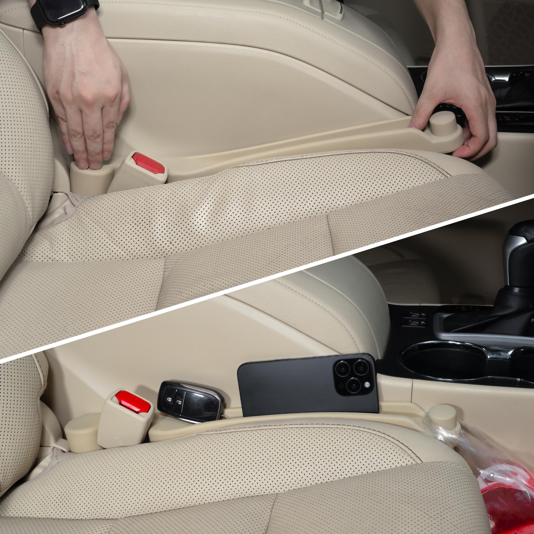2 Pack Car Seat Gap Filler (3-in-1, Organizer & Hook)