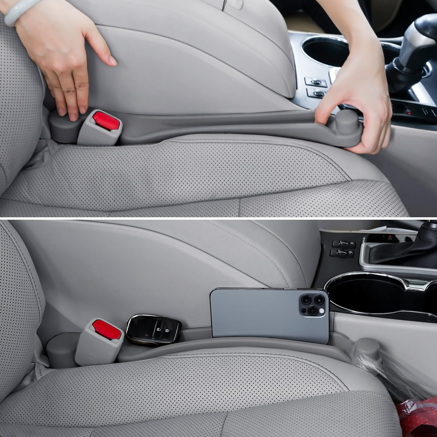 2 Pack Car Seat Gap Filler (3-in-1, Organizer & Hook)