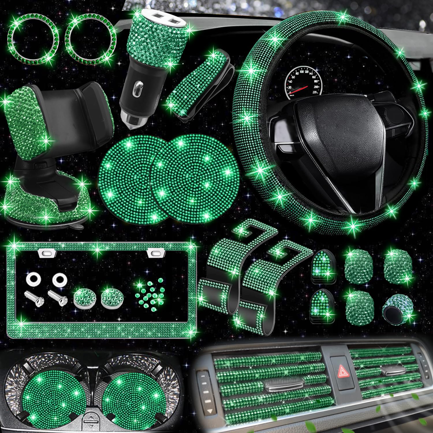 27-Piece Car Accessories Set (Steering Cover, Holder, Coasters)