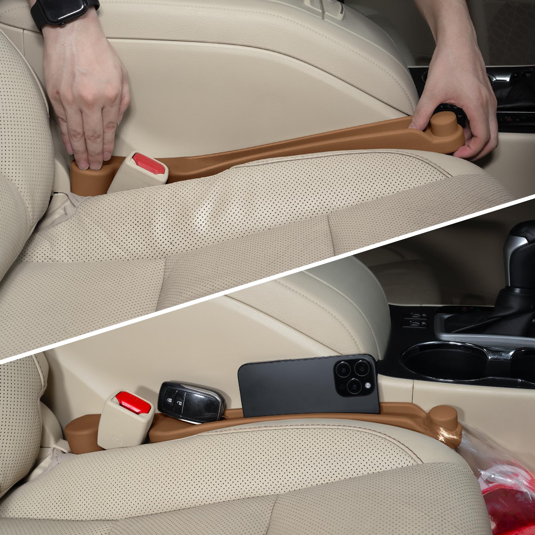 2 Pack Car Seat Gap Filler (3-in-1, Organizer & Hook)