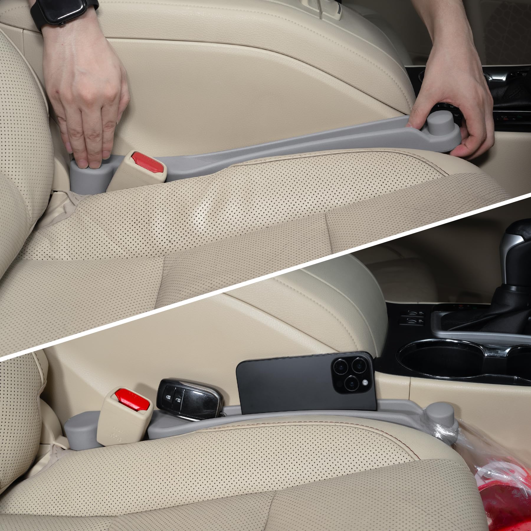 2 Pack Car Seat Gap Filler (3-in-1, Organizer & Hook)