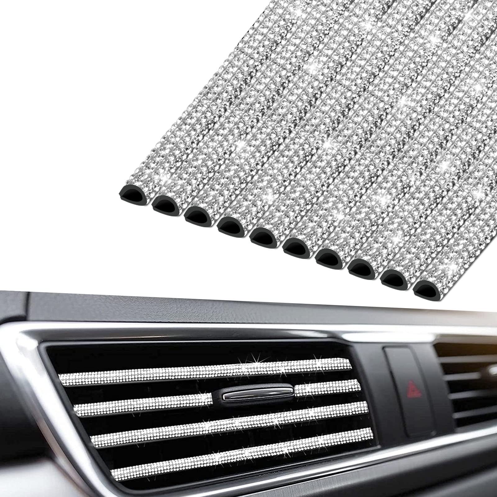 Bling Car Vent Trim Strips (10PCS, AC Outlet Decor)