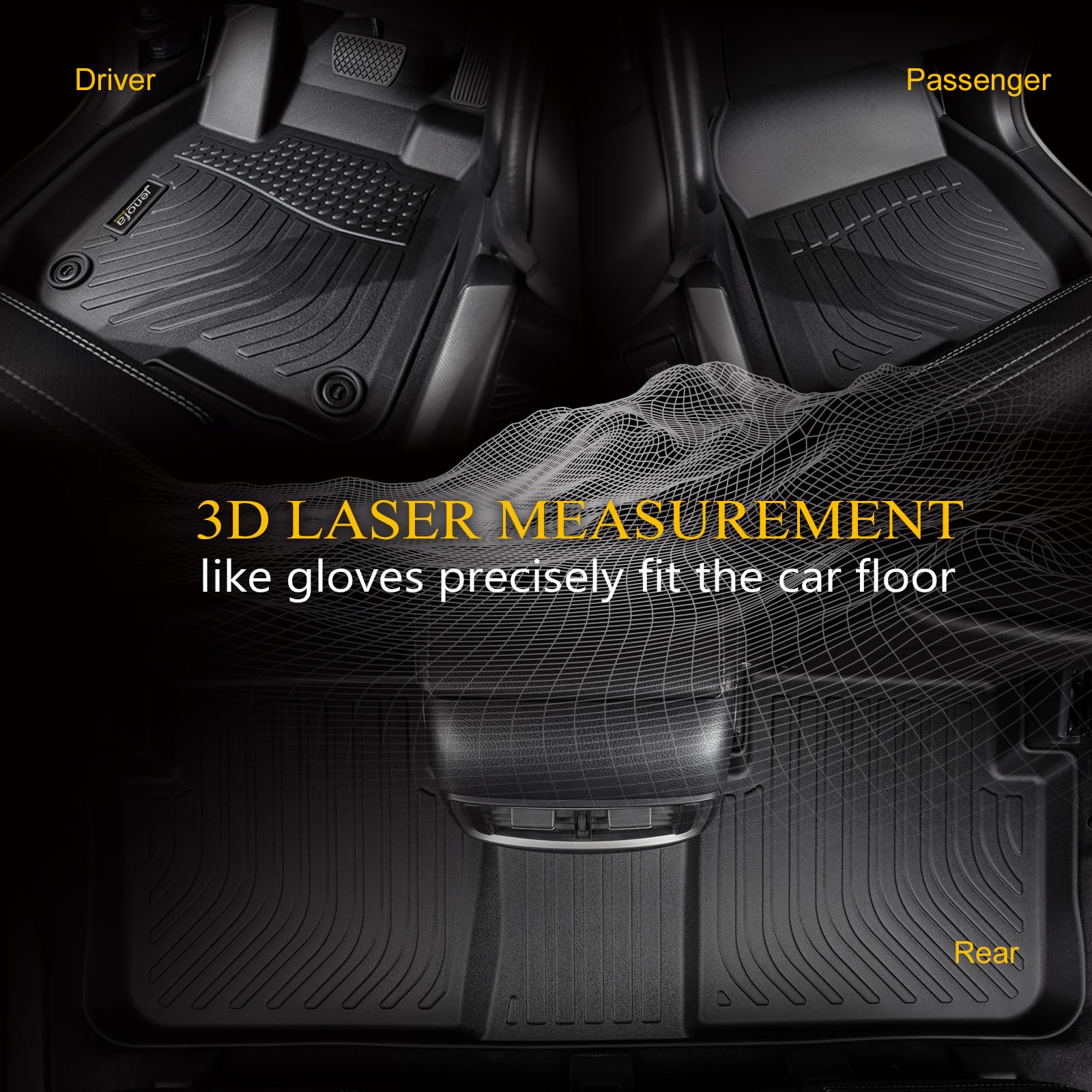 All-Weather Car Floor Mats Full Set (TPE, Cargo & Rear Back Mat)