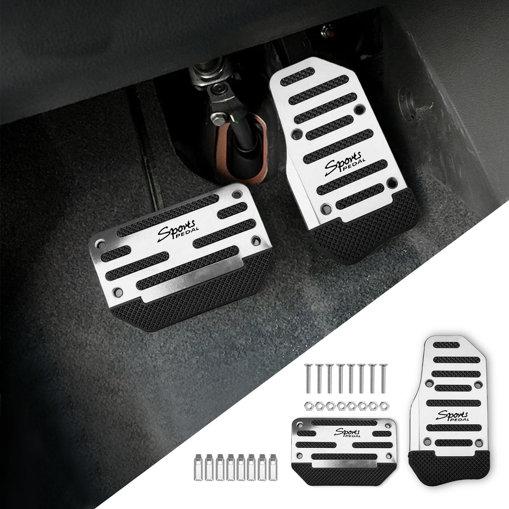 2PCS Aluminum Pedal Covers (Non-Slip, Universal)