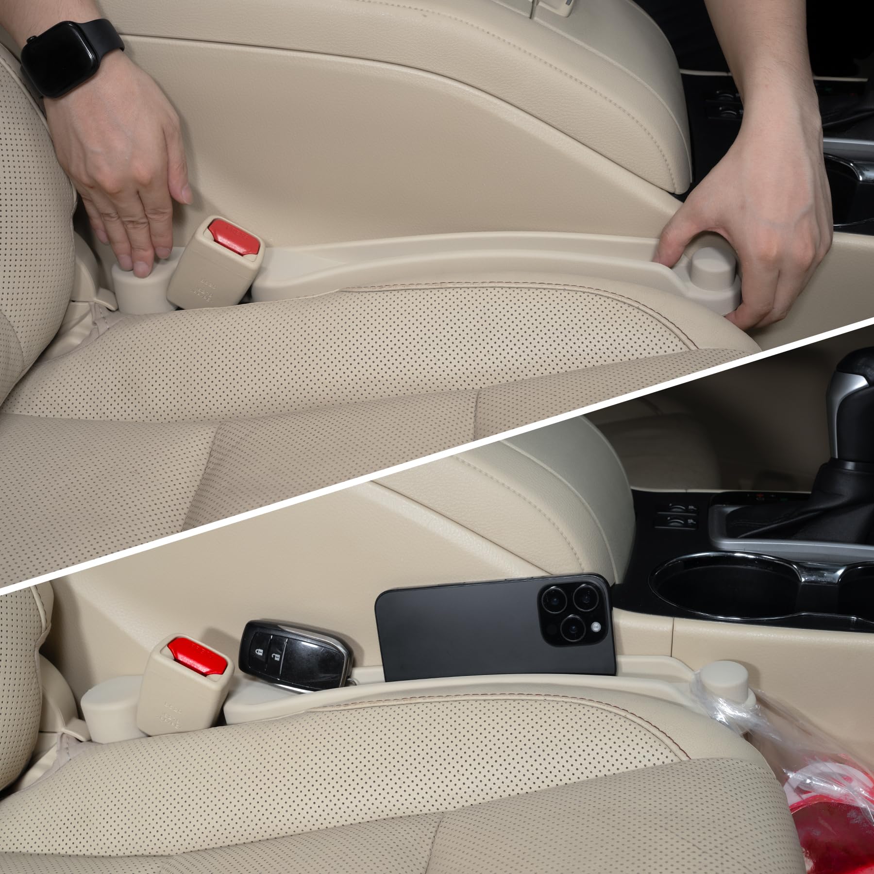 2 Pack Car Seat Gap Filler (3-in-1, Organizer & Hook)